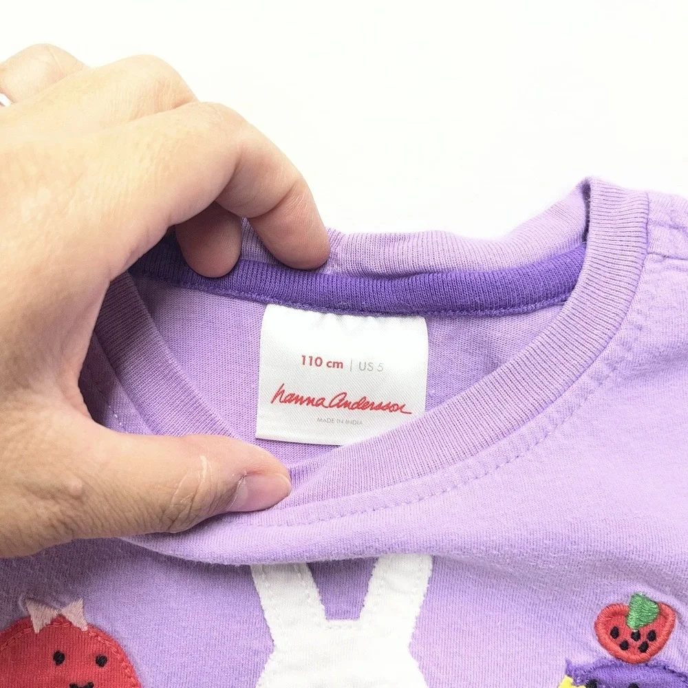 Hanna Andersson‎ Long Sleeve Embroidered Top Girls 5 Popsicles Watermelon Summer